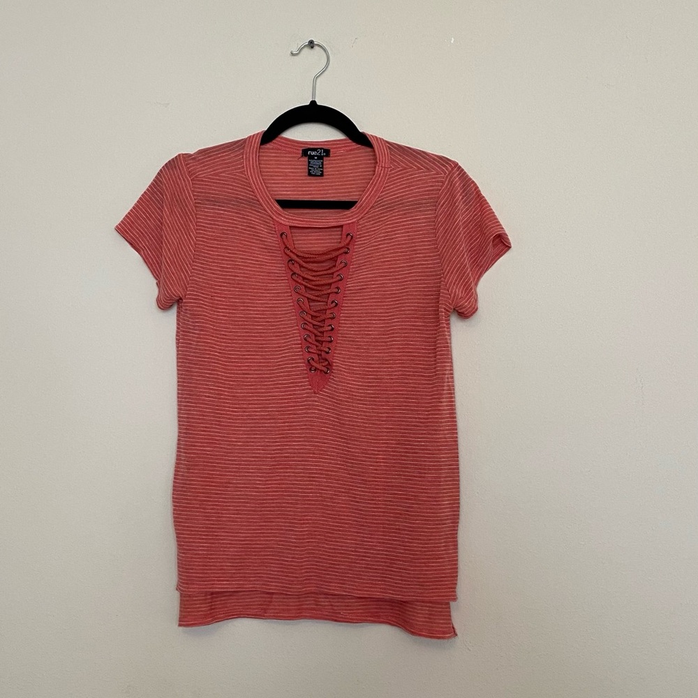Lace up front casual top